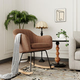 Garvee Upholstered Glider Rocking Chair with Backrest, Modern Nursery Rocker, Padded Seat, Rubber Wood Legs, Living Room, Bedroom, Office - Brown