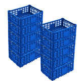 Garvee 52L Heavy-Duty Collapsible Milk Crate - Foldable Plastic Storage for Garage, Kitchen & Office - Multi-Use, Reinforced Walls, Lightweight Black - 10Blue