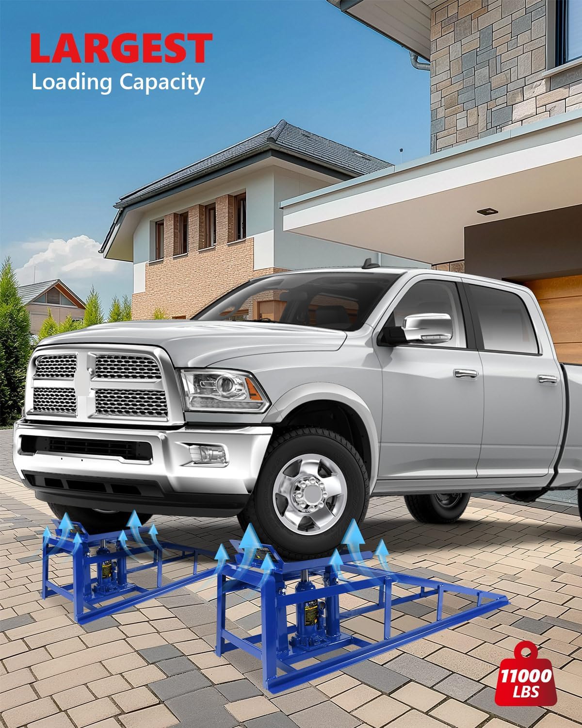 Hydraulic car ramps with 11,000 lbs load capacity