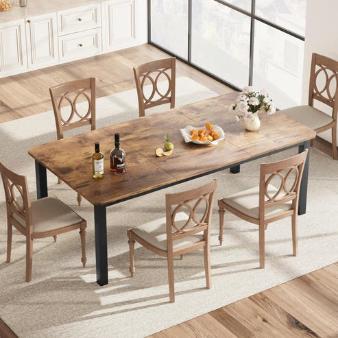 Garvee 78.7" Long Kitchen Table, Industrial Dining Table For 6~8 People, Wood Dining Table, Rectangle Dining Room Table For Dinner Or Meetings