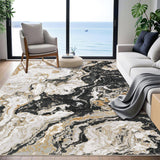 Garvee Abstract Black 5x7 Modern Boho Marble Pattern Area Washable Rug Ultra-Thin Soft Luxury Rug, Ideal for High Traffic Areas in Living Room Bedroom Kitchen Dining - Black