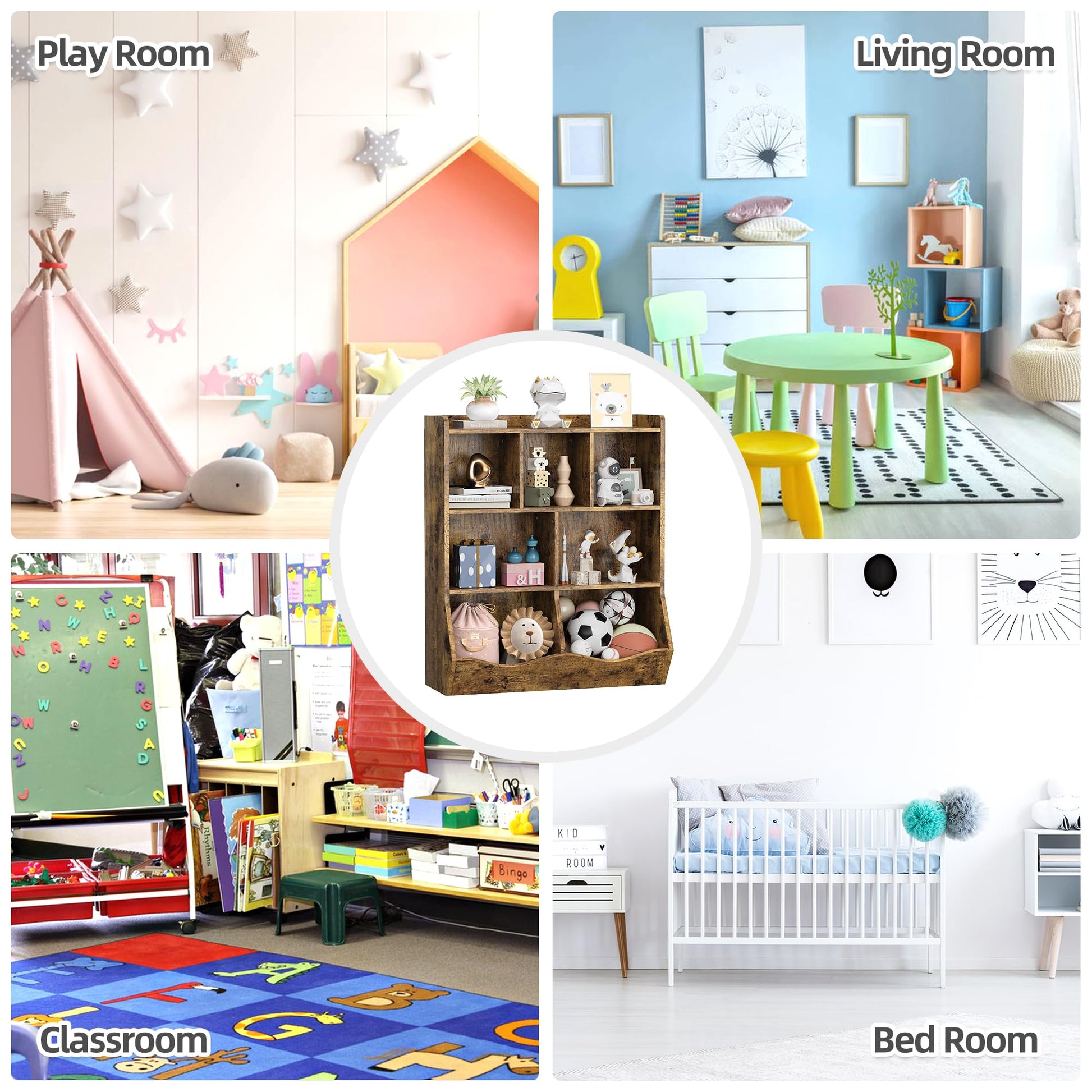 Bibliothèque pour enfants utilisée dans une salle de jeux, un salon, une salle de classe et une chambre