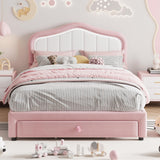 Garvee Full Upholstered Platform Bed Frame with Storage Drawer & Smart LED Headboard, Kids Bed, Pink, 7-Inch Clearance - Pink