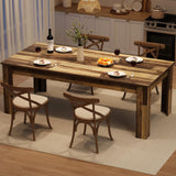 Garvee Dining Table for 6-8 with Rectangular Wide Legs, Large Thick Tabletop, Sturdy Wood Base, 71" Long, Retro Brown for Kitchen and Family Gathering - Retro Brown