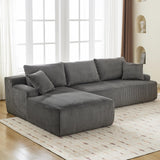 Garvee Cloud Couch with L-Shape Chaise 106 in Modern Sectional Modular Sofa Grey Corduroy for Living Room - Left Facing-Gray