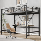 Garvee Twin Loft Bed Frame Heavy Duty Metal Industrial Loft Bed for Kids Teens Adults Black Space-Saving Noise-Free Design - Black