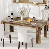 Garvee Dining Table for 4-6, Rectangular Farmhouse Dining Table with Large Table Top, 63in x 31.5in, Retro Brown