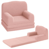 Garvee Kids Couch 2-in-1 Convertible Toddler Sofa Lounger Pink Crown Soft Sherpa Foam - Pink