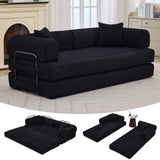 Garvee 79" Convertible Sleeper Sofa Bed Couch, 4-in-1 Boneless Corduroy Folding Sofa Bed with Pillow, Living Room, 78.7x36.2x30.3 in, Black - Corduroy | Black