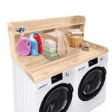 Garvee Washer Dryer Countertop Wood Laundry Countertop With 2.75" H Edge Rails Waterproof Cover Anti-Slip Pads Natural 2-Tier 54" W x 27.55" D x 19.68" H - Natural