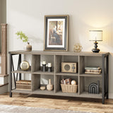 Garvee 3 Tier Metal Bookcase With 8 Cube Storage Compartments For Entryway And Living Room, 62 Inch, Grey - Rustic Grey
