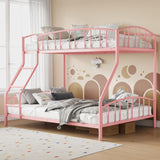 Garvee Bunk Bed Twin Over Full With Ladder And Arched Guardrail, Heavy Duty Steel Frame, Space-Saving, Pink - Pink