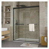 Garvee Sliding Shower Door Matte Black 72in H x 48in W Frameless Tempered Glass Coating Smooth Sliding System for Small Bathrooms - Matte Black