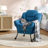 Garvee Lazy Chair Soft Comfortable PP Cotton Ergonomic Lounge Chair with Side Pocket for Living Room Bedroom Office, Large, Modern, Gray - Blue