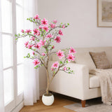 Garvee Lifelike 5Ft Artificial Magnolia Tree with Soft Pink Blooms for Indoor Outdoor Decor, No Maintenance, Flame-Retardant, Realistic Silk Plant - Pink 5Ft