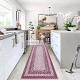 Garvee Area Rug 2x6 Braided Print Washable Non-Slip Hallway Runner Pink Ultra-Thin Farmhouse Kitchen Bedroom Accent Carpet - Pink