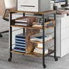 Garvee Printer Stand, Large Printer Table with Power Outlets and USB Ports, Mobile Printer Stand, 4 Tier Rolling Printer Cart with Wheels for Desktop CPU, Home Office Living Room, Rustic Brown
