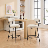 Garvee 27" Boucle Bar Stools Set of 2 + Ergonomic Comfort + Plush Support + Metal Legs + Versatile Design + Kitchen Island - White