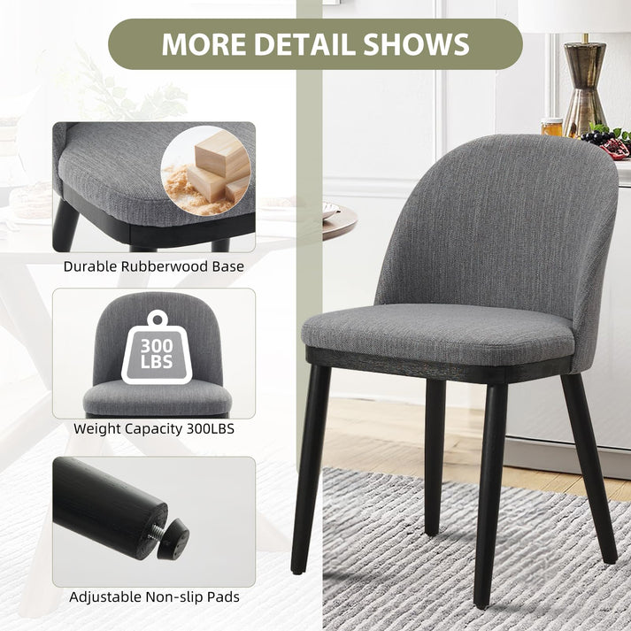 Sturdy rubberwood legs support up to 300 lbs on Garvee dining chair