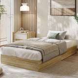 Garvee Twin Size Wood Platform Bed Frame Without Headboard, Wood Slat Support, Modern Minimalist Style, Fully Floor-Standing, Easy Assembly, Natural Wood Color - Burlywood