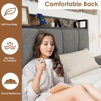 Garvee Twin Size Bed Frame with 2 Storage Drawers and Charging Station, Rustic Linen Upholstered Platform Bedframe with Storage Headboard, Heavy Duty, Easy to Assemble for Kids, Grey