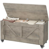 Garvee Storage Chest, Storage Trunk With 4 Wheels, 39.4'' Wooden Storage Bench With 2 Safety Hinges, Blanket Chest, Entryway Bench With Storage, Supports 350 Lbs, for Living Room