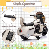 Garvee 6V Kids Motorcycle Indian Licensed Electric Motorbike With Training Wheels Toddler Motorcycle White - White