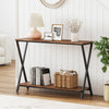 Garvee Console Table Narrow Entryway Table with Storage Shelf + Metal Frame + 41.3” Length + Rustic Brown + Adjustable Footpads + Living Room, Foyer, Bedroom
