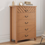 Garvee 5 Drawer Dresser Brown Wooden Storage Organizer for Bedroom Living Room Nursery Entryway 30.3" Wide