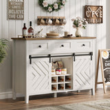 Garvee 47.2 in Farmhouse Buffet Cabinet with Sliding Barn Door, Rustic Sideboard, Adjustable Shelf, White - Retro White And Wood Color