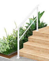 Garvee Hand Rails for Outdoor Steps Metal Stair Railing Handrail 5 Steps White Adjustable Height Angle Durable Weather Resistant - White-1 Pack