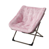 Garvee Rabbit Fur Saucer Chair Foldable Comfy Lounge Chair Metal Frame Pink Kids Teens Adults - Pink