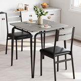 Garvee Dining Table for 2 + Space Saving + Upholstered Seats + Wood + Ergonomic Backrests + Metal Frames + Home Office - Grey