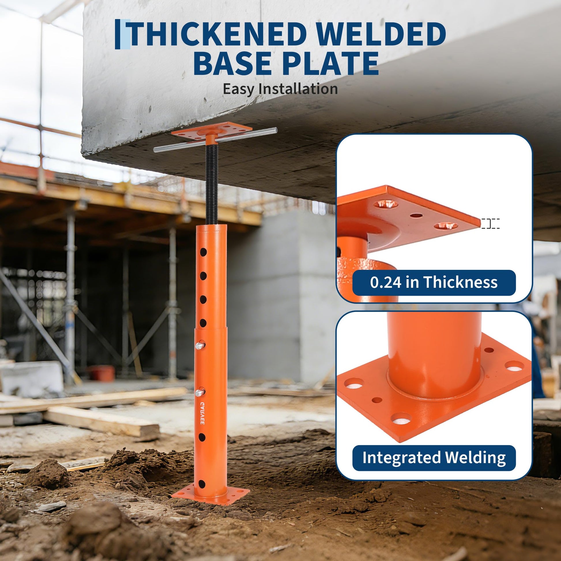 Thickened welded base plate for stable installation