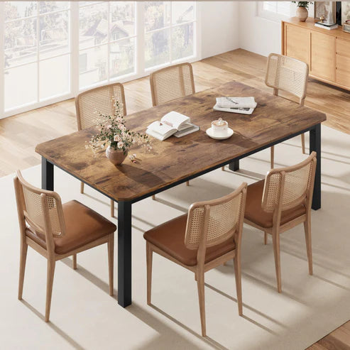 Garvee 78.7" Long Kitchen Table, Industrial Dining Table For 6~8 People, Wood Dining Table, Rectangle Dining Room Table For Dinner Or Meetings