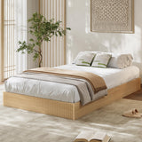 Garvee Twin XL Wood Platform Bed Frame with Fluted Design, Low Profile, Natural Finish, Minimalist Bedroom Furniture - Natural