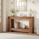 Garvee 47" Farmhouse Console Table with 2 Tiers and Storage - Large Wooden Sofa Table for Entryway, Hallway, Living Room, Rustic Wood Finish - Brown