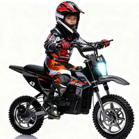 Garvee Ride - T Series: 36V Kids Electric Dirt Bike, 350W/15.5MPH Brushless Motor, LED, Comfortable Leather Seat, 175lbs Max Load Capacity- Black