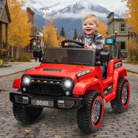 Garvee Ride - Série P : Camion électrique 12V pour enfants de 3 ans et plus, télécommande, LED, musique, 3 vitesses - Rouge
