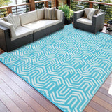 Garvee Outdoor Rug 9x18 ft Waterproof Reversible Patio Mat Plastic Straw for Camping Deck Backyard Light Blue - Light Blue