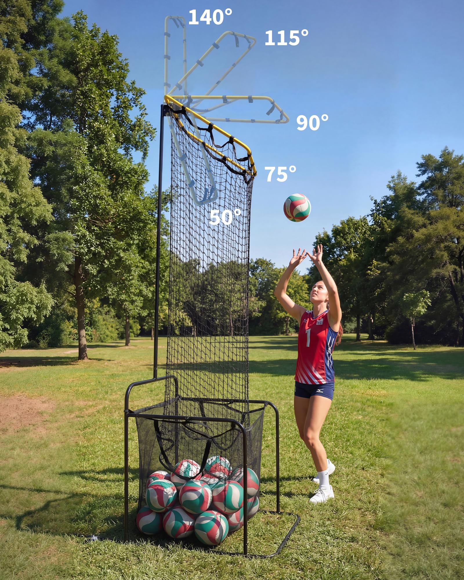Volleyball setter trainer with 5 angle settings