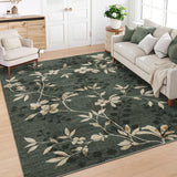 Garvee Green 10x13 Area Rugs Floral Print Non Slip Washable Soft Carpet for Living Room Bedroom Dining Room Nursery - Green