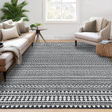 Garvee Living Room Rug 5x7 Washable Area Rug Non-Slip Stripes Nursery Rugs Stain Resistant Black - Black