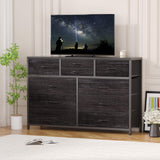Garvee Wide 10 Drawer Dresser,TV Stand Entertainment Center Fabric Storage Dressers Drawers for Bedroom, Hallway, Nursery, Closets, Steel Frame, Wood Top, Black Willow - Black Willow N