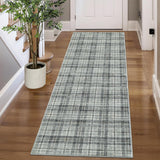 Garvee Washable Runner 2x6 Non Slip Kitchen Rugs Modern Plaid Hallway Rug Indoor Entryway Rug Tartan Farmhouse Soft Bath Mat 2'x6' Green - Plaid|Greyish Green