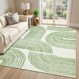 Garvee Abstract 5x7 Area Rugs Green Non Slip Ultra Thin Modern Large Dining Room Carpet 8x10 - Green