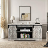 Garvee 59 inch Farmhouse TV Stand, Cabinet with Barn Doors, Wood Media Console for Living Bedroom, 250 lbs Capacity, Grey - Grey