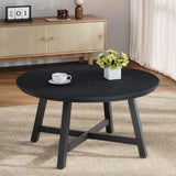 Garvee Round Coffee Table 36" Large Black Accent Table with Adjustable Feet for Living Room - Black