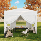Garvee 10x10 Pop Up Canopy Tent with 4 SideWalls, Adjustable Height, Outdoor Sun Shade, White - White