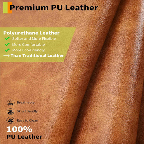 Garvee Recliner Chair for Adults, PU Leather Manual Recliner with Side Pocket, Lazy Chair with 1.5X Sponge Comfort Arm and Back for Living Room, Bedroom, Brown
